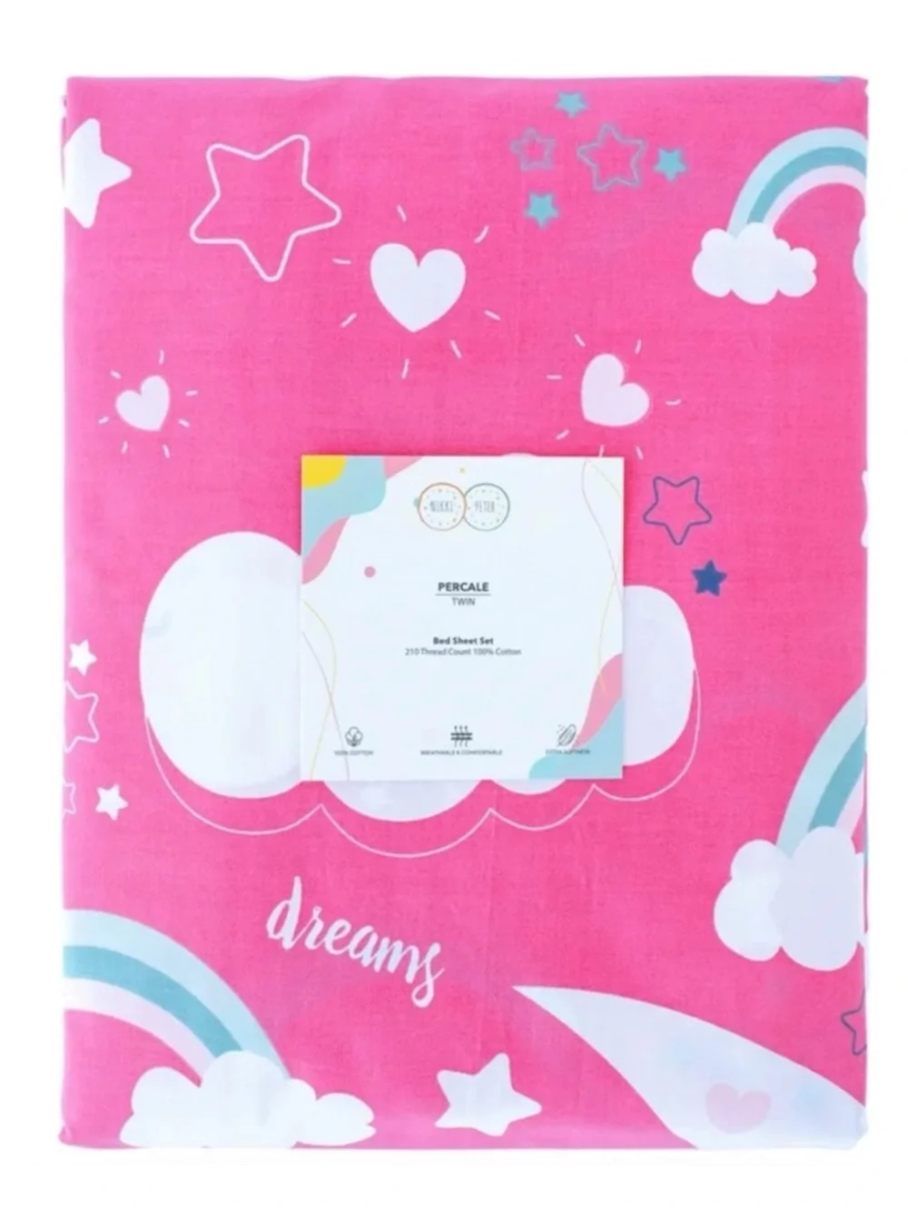 Nikki Peter Kids 100% Cotton Twin Size Sheet Set In Sweet Dreams